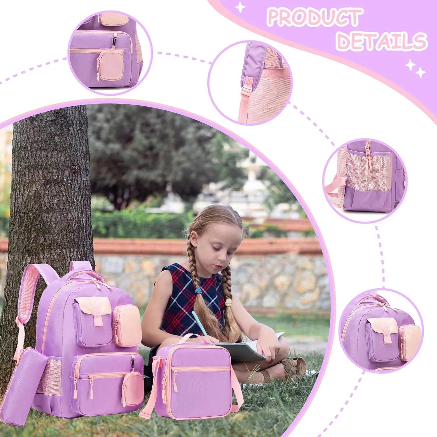 Cute Backpack for Girls Aesthetic Backpack School Backpack for Girls Backpack with Lunch Box Back to School Supplies