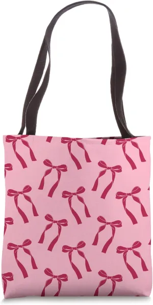 Cute Bows Pink Red Ribbons Coquette Ballet Core Aesthetic Tote Bag