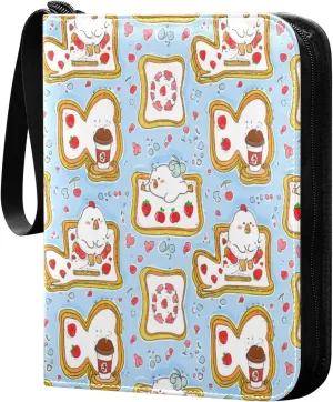 Cute Chickens Card Binder 4 Pockets, 400 Pockets Trading Card Binder Removable Card Albums Card Holder for Games, Sports, Football, Baseball Cards