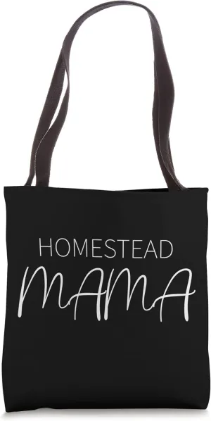 Cute Homestead Mama Design Backyard Homesteading on Black Tote Bag