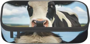 Dairy Cow Print Large Capacity Compartments Pencil Case Pencil Pouch Bag Travel Toiletry Organizer Bag