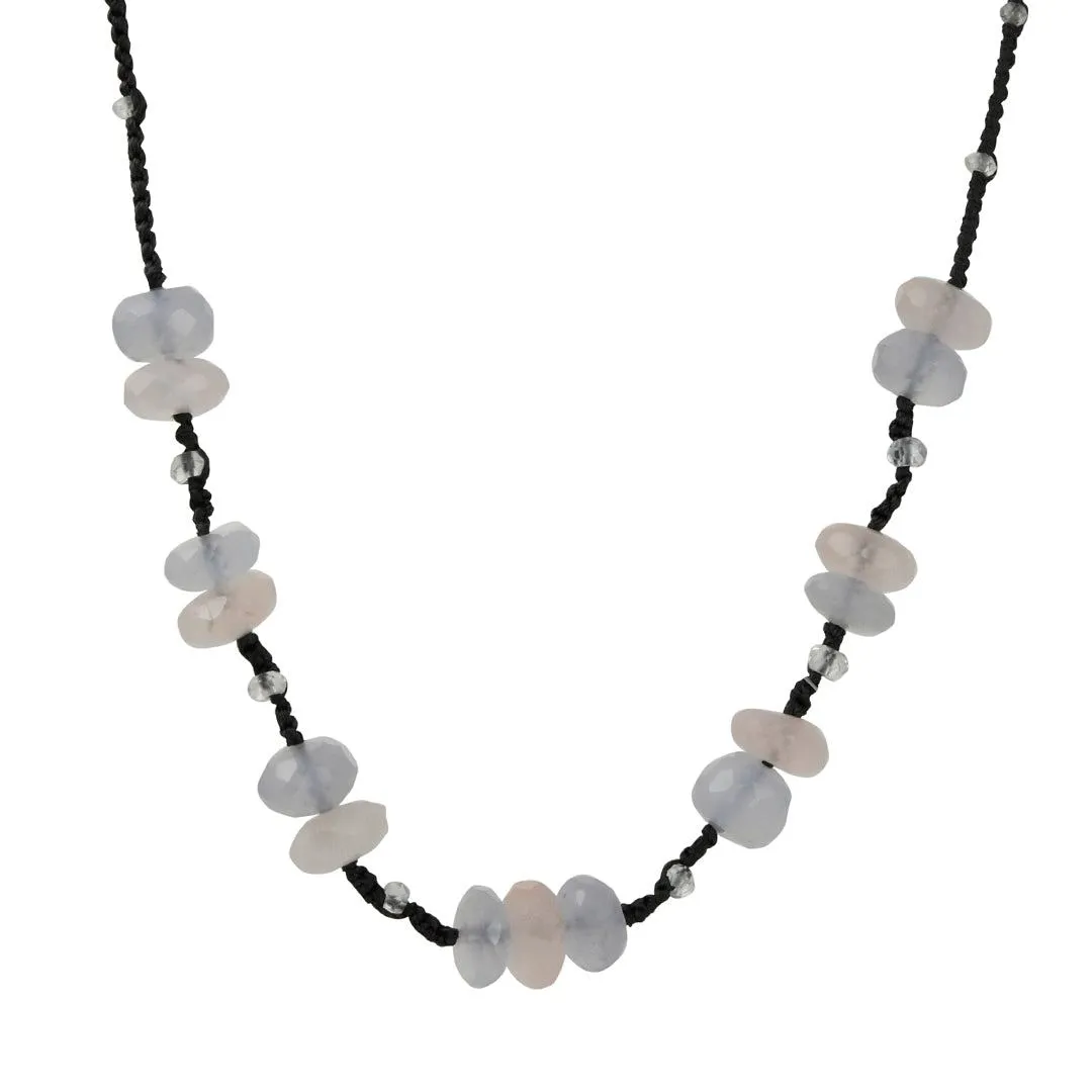 Danielle Welmond - Chalcedony and Rose Quartz Stationed Necklace