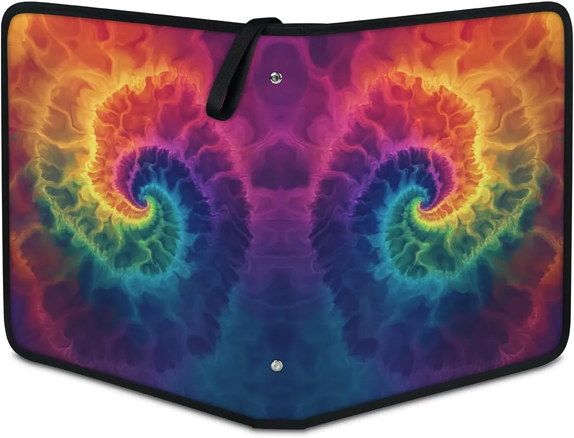 Dark Tie Dye Trading Card Binder 4 Pocket 400 Cards Holder Collector Album with 50 Removable Sleeves Toys Gifts for Boys Girls Spiral Colorful Game Sports Cards