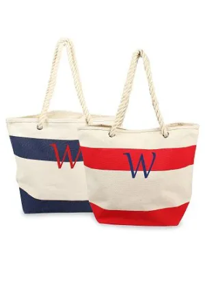 DB Exclusive Personalized Striped Canvas Tote