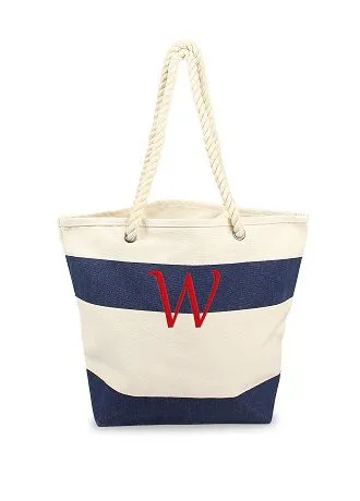 DB Exclusive Personalized Striped Canvas Tote