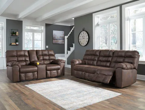 Derwin Nut Reclining Sofa and Loveseat