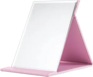 Desk Mirror, Pu Leather Portable Folding Desktop Makeup Mirror With Adjustable Stand For Personal Office Travelling,Table Mirror High Clear Stand Mirror, Compact Travel Mirror, Black Make-up mirror wi