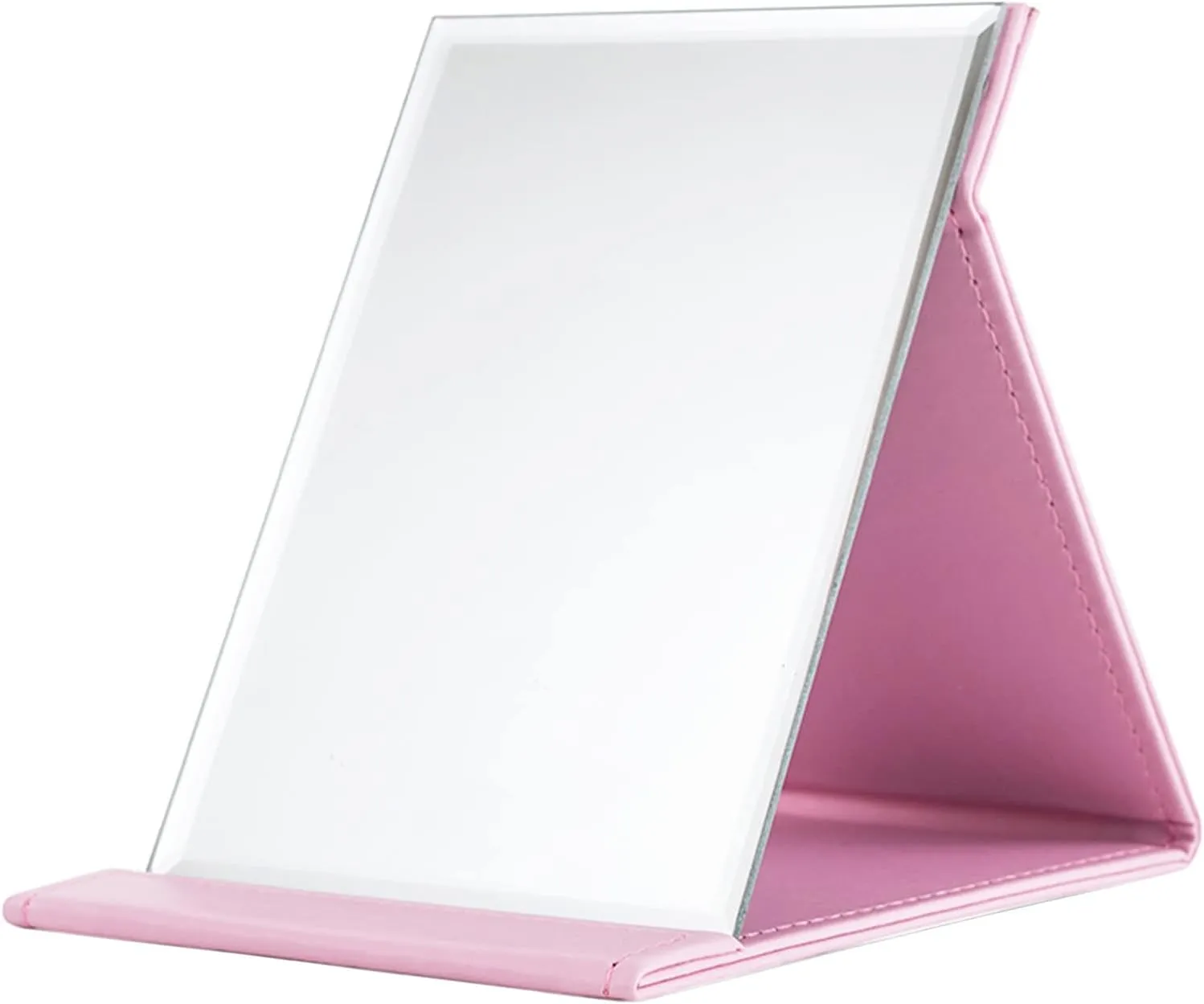 Desk Mirror, Pu Leather Portable Folding Desktop Makeup Mirror With Adjustable Stand For Personal Office Travelling,Table Mirror High Clear Stand Mirror, Compact Travel Mirror, Black Make-up mirror wi