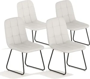 Dining Chair Set of 4, Modern Kitchen Faux Leather Dining Room Chair for Kitchen Living Dining Room (4 Off-White with Black Legs)