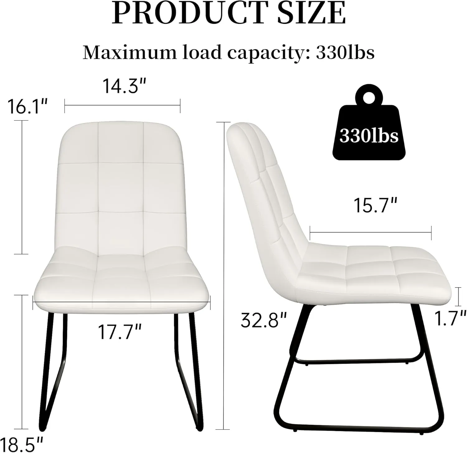 Dining Chair Set of 4, Modern Kitchen Faux Leather Dining Room Chair for Kitchen Living Dining Room (4 Off-White with Black Legs)