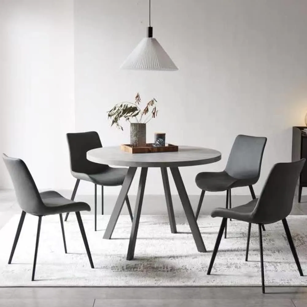 Dining Chairs Set of 4, Modern Kitchen & Dining Room Chairs, Upholstered Faux Leather Cushion Seat and Sturdy Metal Legs (4 Grey Chairs)