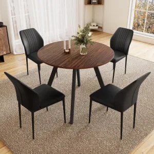 Dining Table and Chairs for 4 Space Saving for Apartment Kitchen Dining Room (Dark Walnut Table 4 Black Chairs)