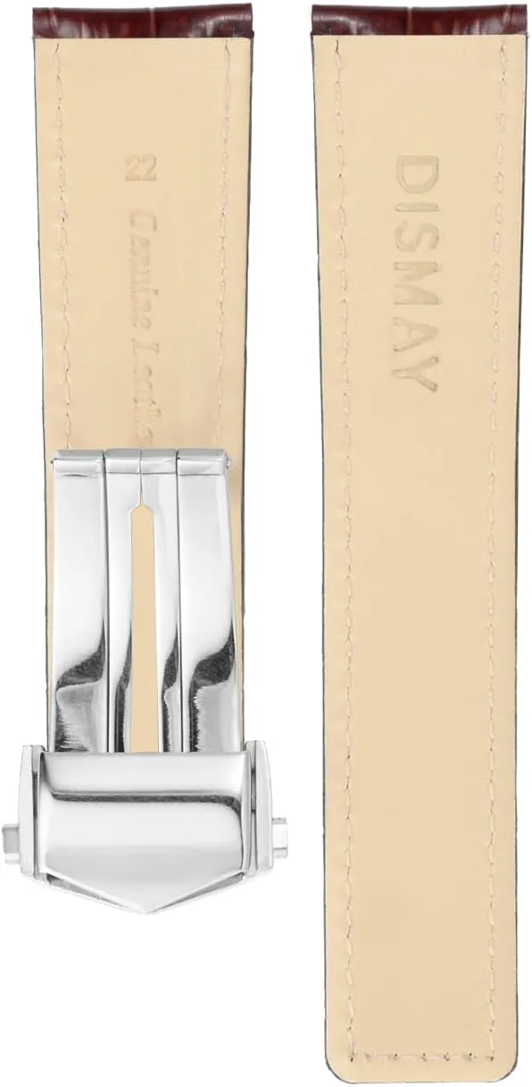 DISMAY Leather Watch Band Strap Made for Tag Heuer Watches with 22mm Lug
