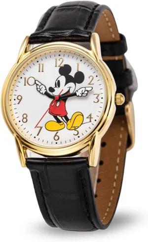 Disney Mickey Mouse Adult Classic Cardiff Analog Quartz Leather Strap Watch