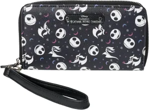 Disney Wallet Wristlet Zip Clutch Faux Leather (Jack Skellington Black)