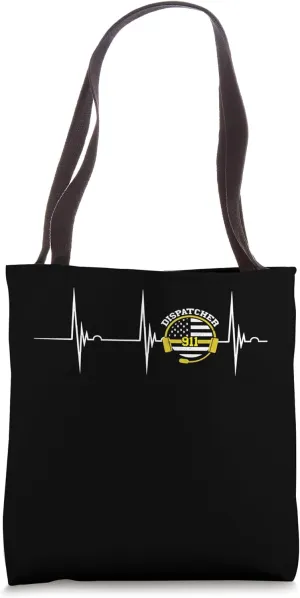 Dispatcher Heartbeat EKG Pulse Headset America Flag 911 Tote Bag
