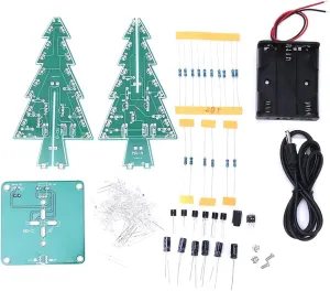 DIY 3D Christmas Tree Kit with 16 LED Lights - Fun and Educational Circuit Experiment for Kids, Interactive Electronic Project with Multiple Colors and Power Supply Options