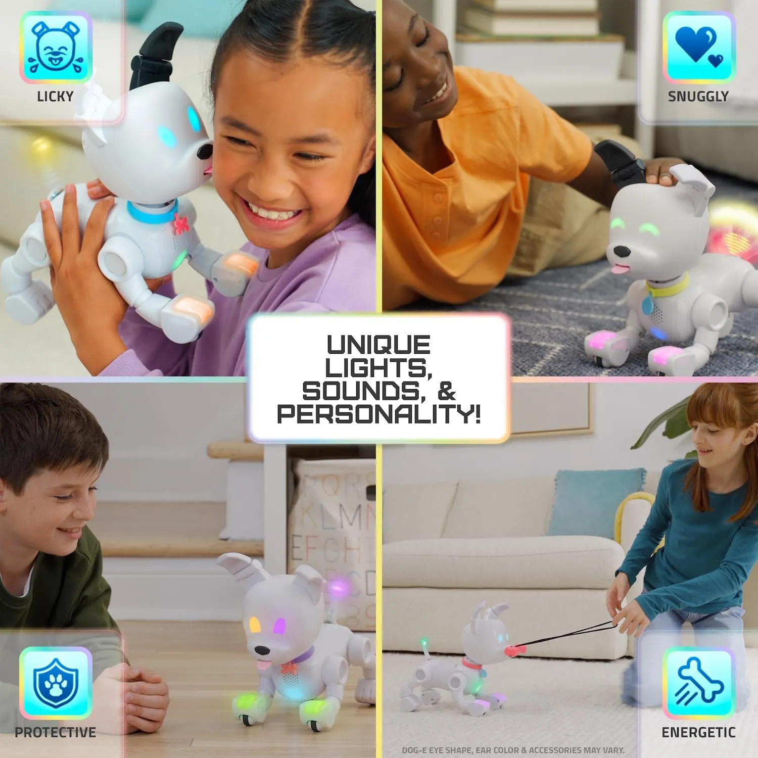 Dog-E Interactive Robot Dog with Colorful LED Lights, 200  Sounds & Reactions, App Connected (Ages 6 )
