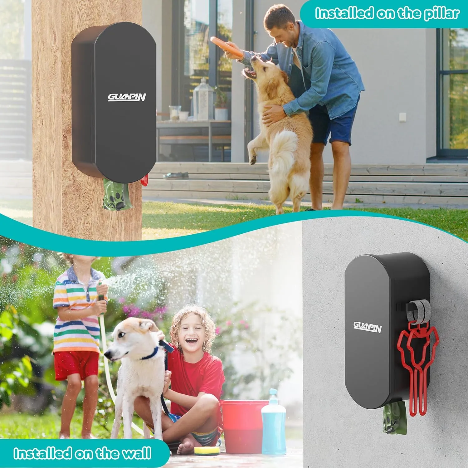 Dog Poop Bag Dispenser Wall Mount with 2Pcs Holders, Magnetic Door Closure,Metal,Corrosion-resistant,High Capacity,Suitable for Indoor, Outdoor, Parks, Beaches, Courtyards, Raising Doggie,Dark Gray