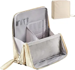 Doresty Makeup Bag, Standing Makeup Bag, Large Capacity Oxford Cloth Capacity, Waterproof Vertical Office Desktop Storage Bags with Compartments