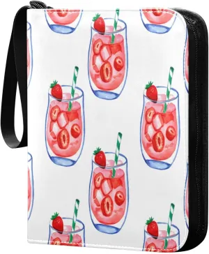 Drinks Card Binder 4 Pockets, 400 Pockets Trading Card Binder Removable Card Albums Card Holder for Games, Sports, Football, Baseball Cards