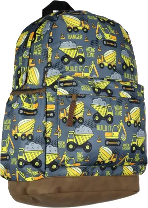 Dump Trucks 16" Backpack Construction Vehicles Travel School Book Bag for Daily Use