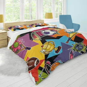 Duvet Cover Twin Size, Soccer Duvet Cover Set for boys Kids Teens, Football Comforter Cover Set with Zipper, 3 Piece Sports Soccer Pattern Soft Microfiber Bedding Set with 2 Pillowcases (B, Twin)