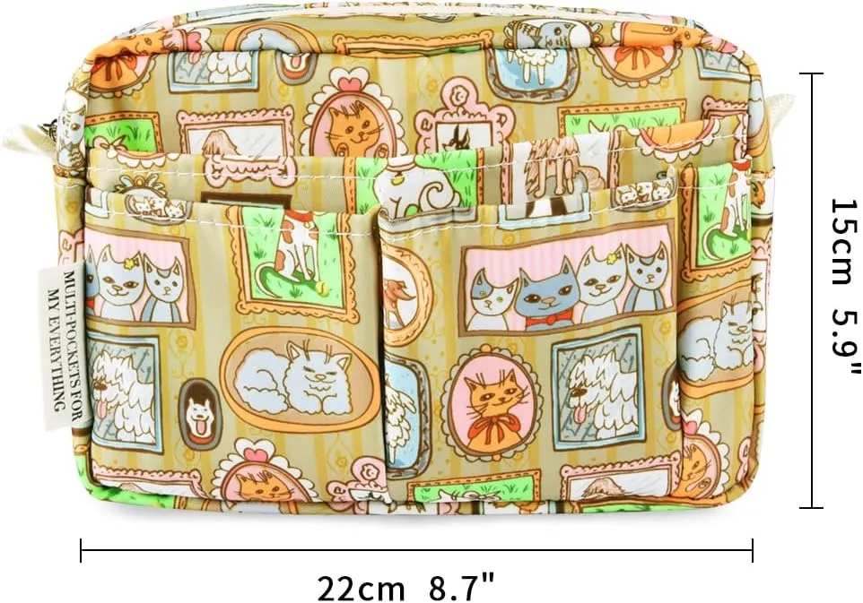 E-WEICHEN Multiple Pockets Portfolio Organizer with Zippered, Makeup Bag Travel Essentials for Women, Simple Waterproof Stationery Pencil Pouch Bag for Journal Office Art Supplies.Photo Frame