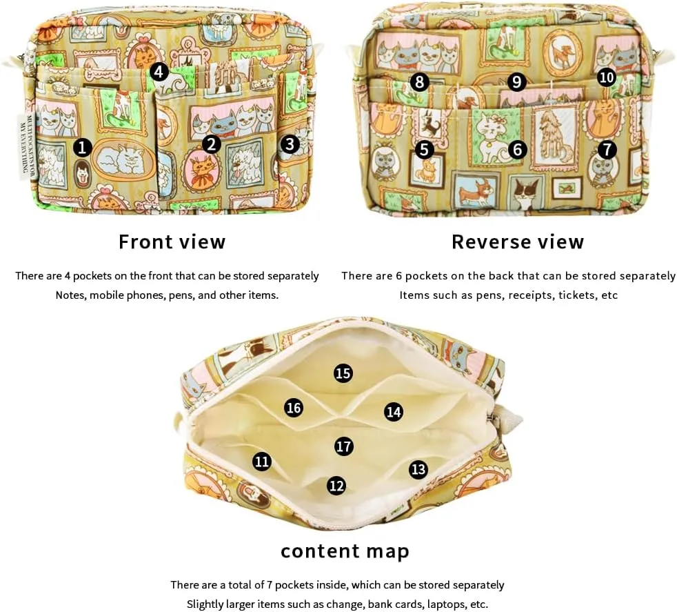 E-WEICHEN Multiple Pockets Portfolio Organizer with Zippered, Makeup Bag Travel Essentials for Women, Simple Waterproof Stationery Pencil Pouch Bag for Journal Office Art Supplies.Photo Frame