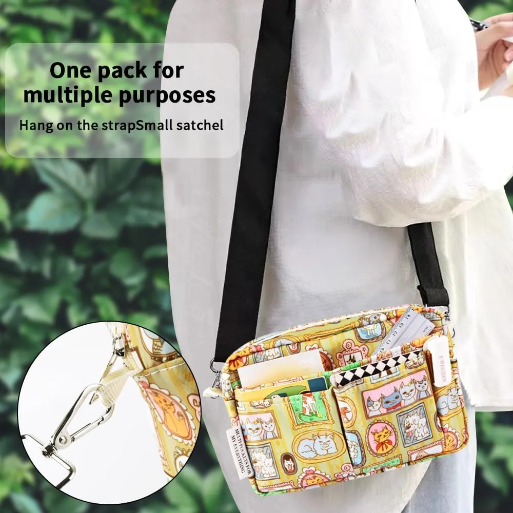 E-WEICHEN Multiple Pockets Portfolio Organizer with Zippered, Makeup Bag Travel Essentials for Women, Simple Waterproof Stationery Pencil Pouch Bag for Journal Office Art Supplies.Photo Frame