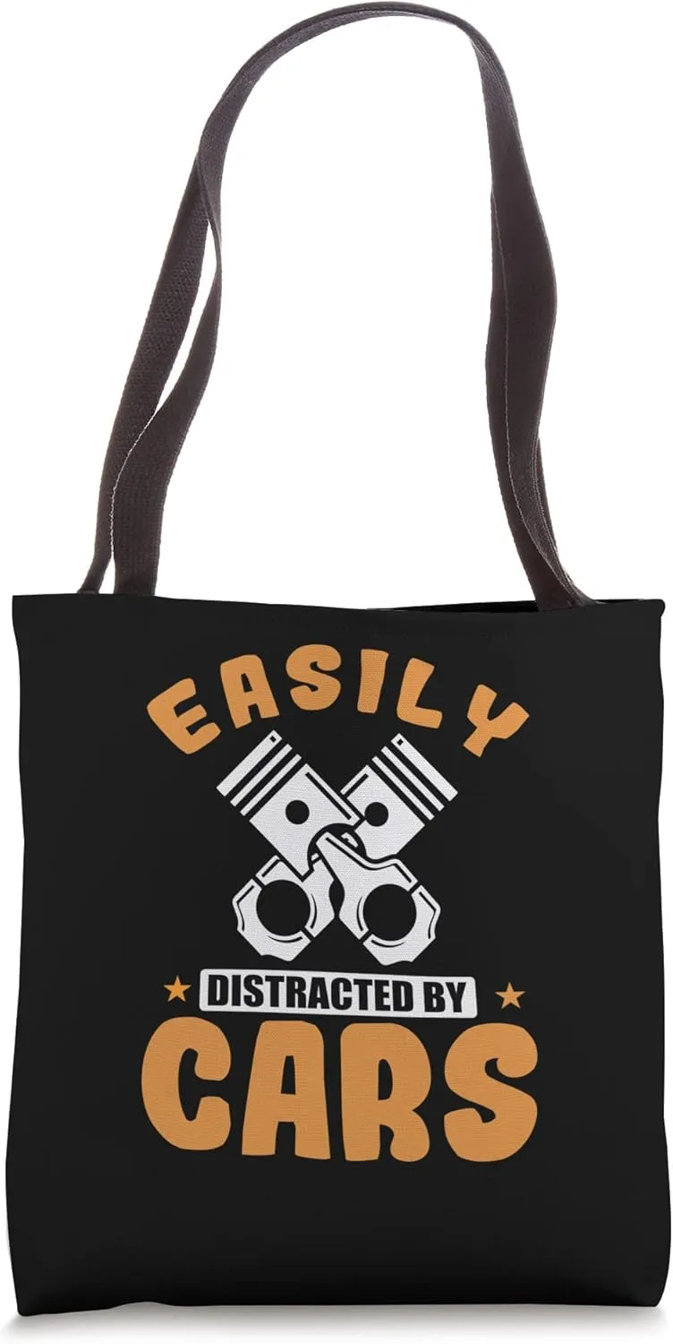 Easily Distracted by Cars Auto Mechanic Tote Bag