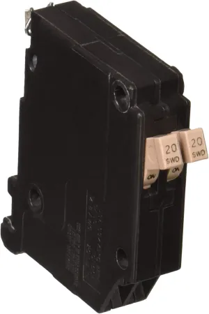 EATON CHT2020CS Cutler Hammer Circuit Breaker, 20 A, 120/240 Vac, 10 Ka, 14-8 Awg, 1 Poles, Plug-On Mount