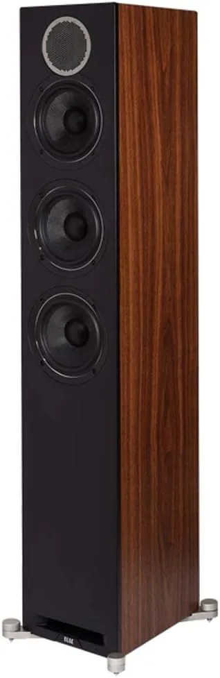 ELAC Debut Reference 5.25" Floorstanding Speakers, Black Baffle, Walnut Cabinet, Pair with SPW-15FT-P 15 Foot Pair of Sensible Speaker Wires and Signature Series Microfiber Cloth