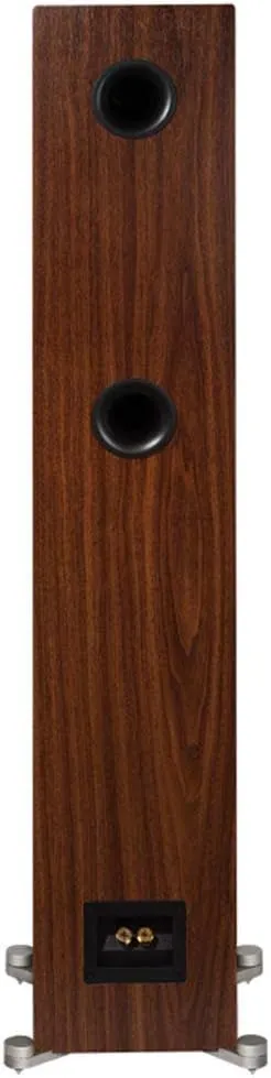 ELAC Debut Reference 5.25" Floorstanding Speakers, Black Baffle, Walnut Cabinet, Pair with SPW-15FT-P 15 Foot Pair of Sensible Speaker Wires and Signature Series Microfiber Cloth