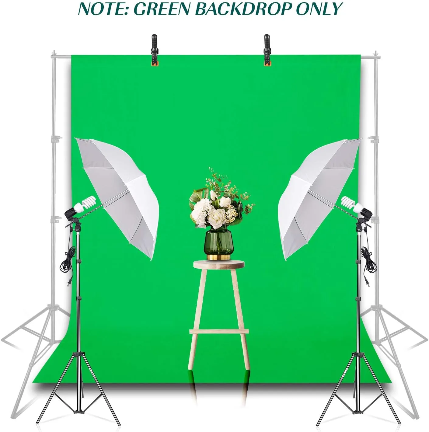 EMART 5x7ft Green Screen Backdrop, Polyester Wrinkle-Resistant Curtain Fabric, Chroma-Key greenscreen Cloth Sheet for Zoom, Including 2 Spring Clamps Suitable for Photoshoot, Interview, Live Stream