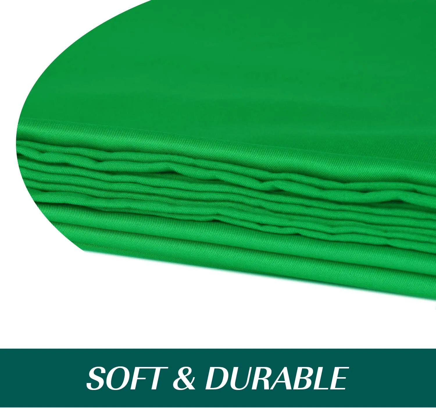 EMART 5x7ft Green Screen Backdrop, Polyester Wrinkle-Resistant Curtain Fabric, Chroma-Key greenscreen Cloth Sheet for Zoom, Including 2 Spring Clamps Suitable for Photoshoot, Interview, Live Stream