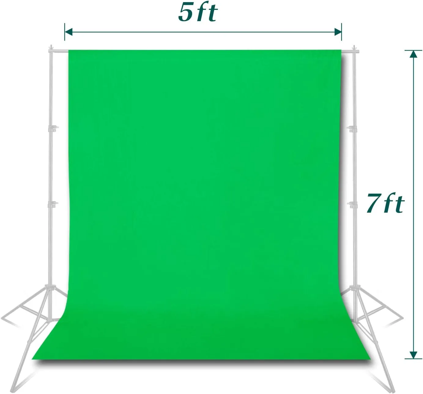 EMART 5x7ft Green Screen Backdrop, Polyester Wrinkle-Resistant Curtain Fabric, Chroma-Key greenscreen Cloth Sheet for Zoom, Including 2 Spring Clamps Suitable for Photoshoot, Interview, Live Stream