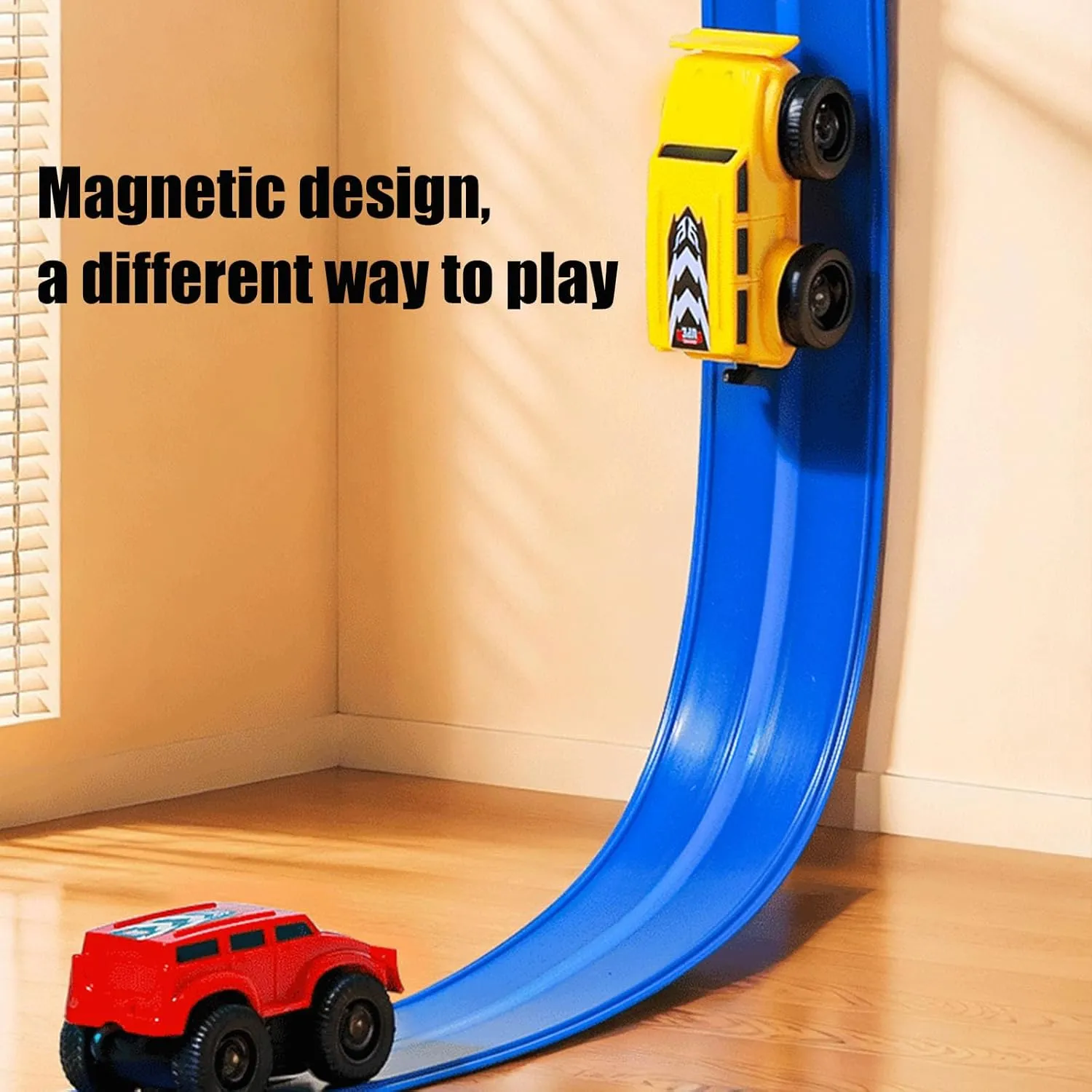 Emboadlie Magnetic Wall Climbing Toy Car, Cars That Drive on Walls and Ceiling, Climbing Wall Toy Car, Magnetic Wall Climbing Car (33in Track   One Car)
