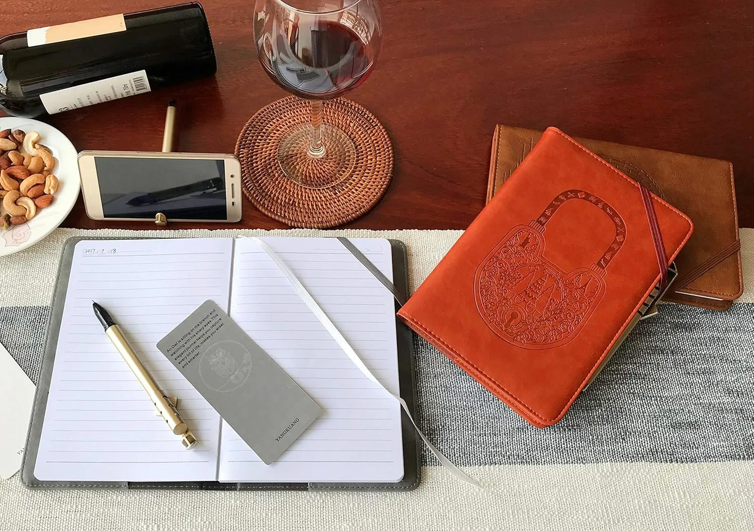 Embossed Faux Leather Journal Gift Set, Refillable Writing Journal for Writers Travel Journal Lined Personal Diary 6x8.75 Notebook, A5 (Owl)