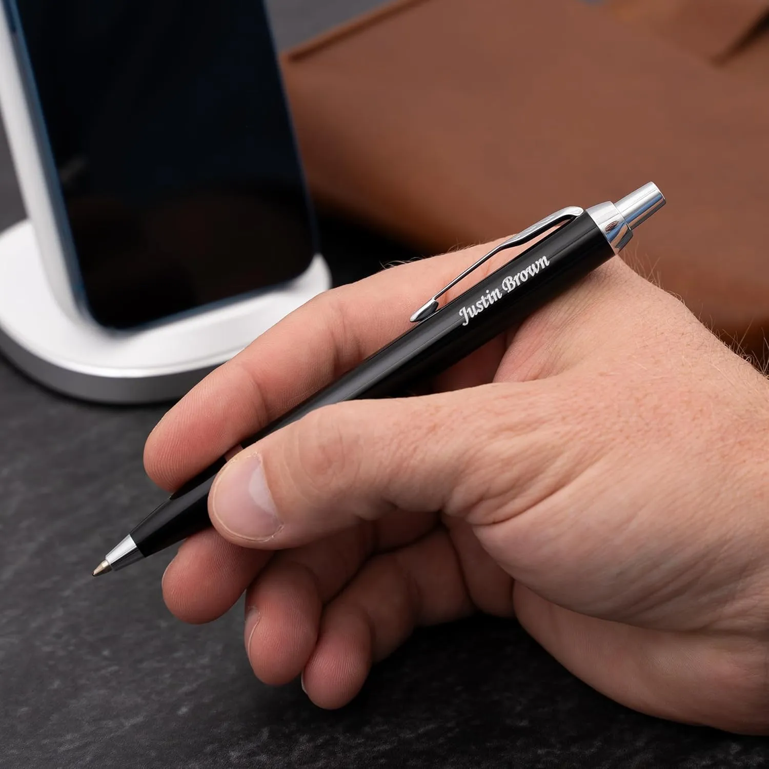 Engraved Parker IM Click-Action Ballpoint Pen in Black Lacquer with Chrome Trim. Personalized Professional Gift for Any Occasion with Custom Engraving