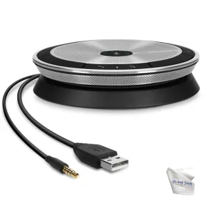 EPOS - SENNHEISER Expand 20 USB Wired Speakerphone - Global Teck Bundle with GTW Microfiber Cloth, Compatible with Teams, Zoom, Webex, Skype, Mobile, Tablets, PC/Mac