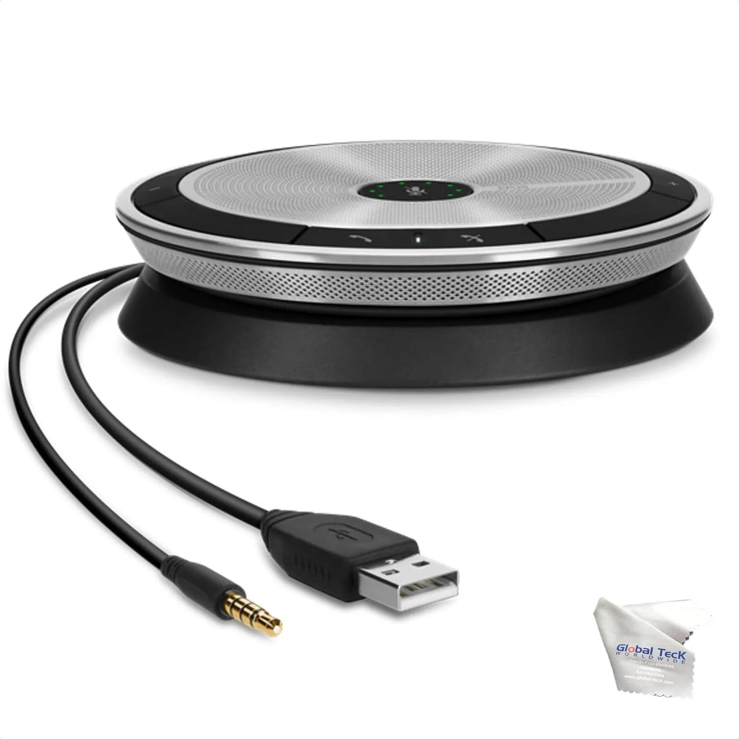 EPOS - SENNHEISER Expand 20 USB Wired Speakerphone - Global Teck Bundle with GTW Microfiber Cloth, Compatible with Teams, Zoom, Webex, Skype, Mobile, Tablets, PC/Mac