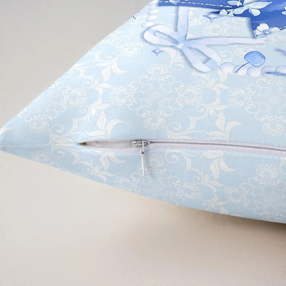Erosebridal Customized Blue Bow Pillow Covers Set of 2 for Teen Girls Floral Letter L Throw Pillow Covers Coquette Aesthetic Bowknot Decor Spring Flower Cushion Cases with Floral Bow,22x22 Inch(L)