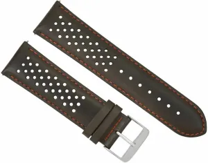 Ewatchparts 18mm Compatible With Tag Heuer Carrera Perforated Leather Watch Band Strap Quick Release Brown With Orange Stitching