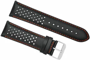 Ewatchparts 19mm Leather Watch Band Strap Compatible With Tag Heuer Carrera Perforated Quick Release Black