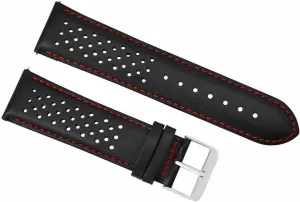 Ewatchparts 19mm Leather Watch Band Strap Compatible With Tag Heuer Carrera Perforated Quick Release Black