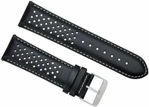 Ewatchparts 19mm Leather Watch Band Strap Compatible With Tag Heuer Carrera Perforated Quick Release Black