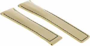 Ewatchparts 19mm Leather Watch Band Strap Compatible with Tag Heuer Carrera WAS2112 Calibre 6 Beige with Black Stitching 5T