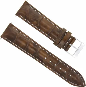 Ewatchparts 19mm Leather Watch Band Strap Compatible With Tag Heuer Twin Time Watch Light Brown With White Stitching