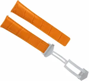 Ewatchparts 19mm Leather Watch Band Strap Deployment Clasp Compatible With Tag Heuer Carrera Twin Time Calibre 7 Orange 3TC